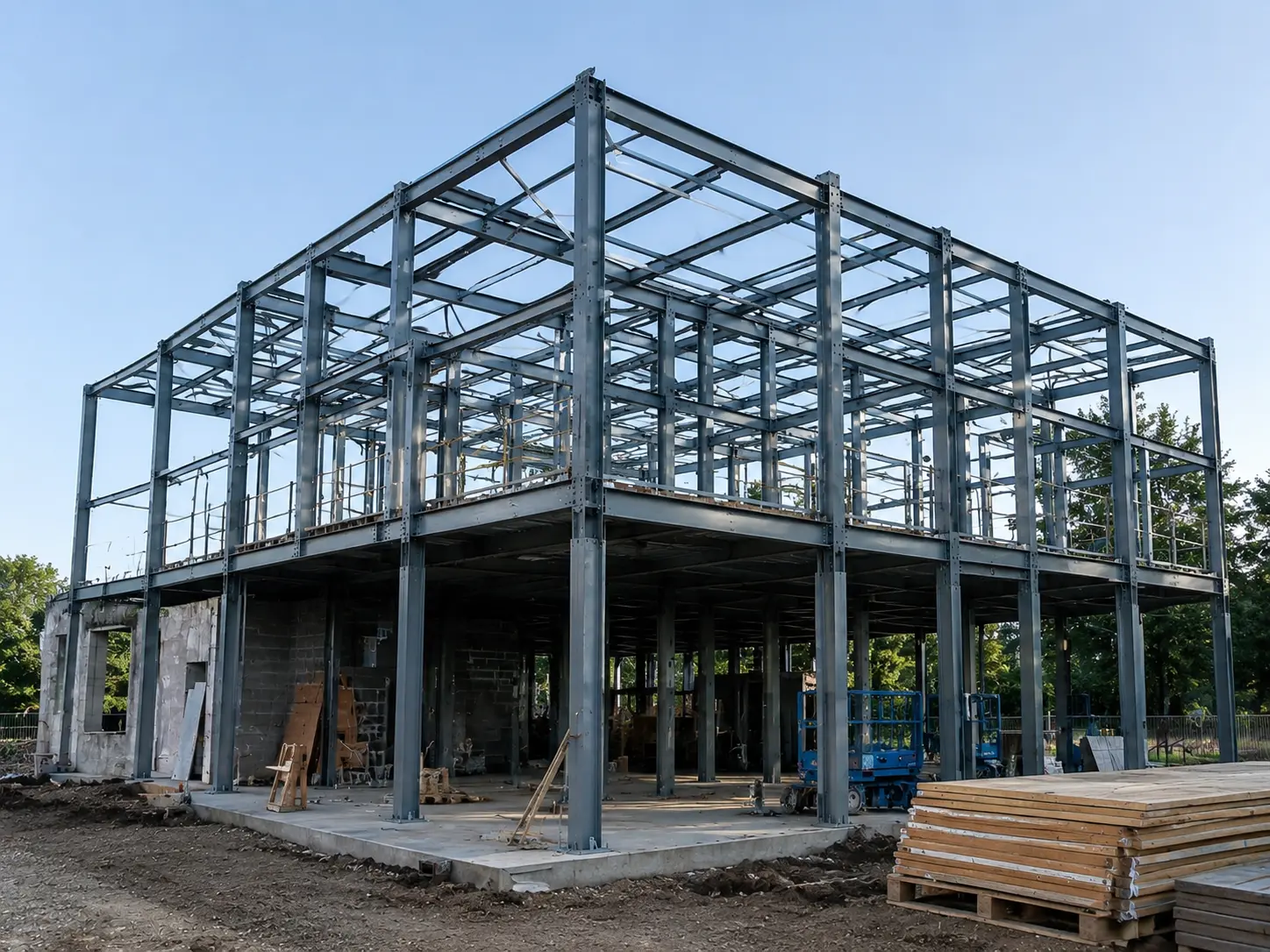 Steel frame construction for structural engineering project in Oxford